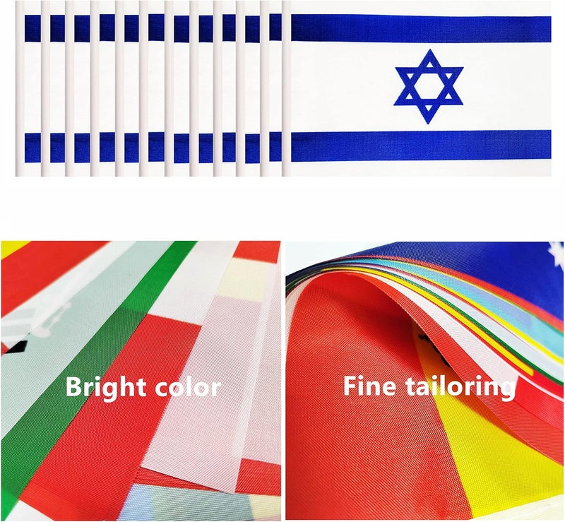 BCLin 12 Pack Israel Desk Flags Set, Israeli Small Mini Table Office Flags with 12" Solid Black Pole, 8.2 x 5.5 Inches, Home and Office Decoration, Festival Celebrations - Image 4